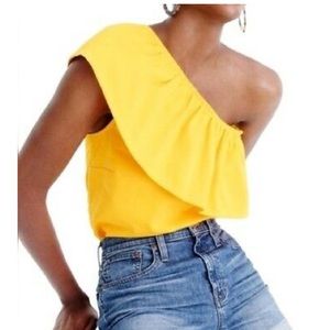 J.crew yellow ruffle off shoulder